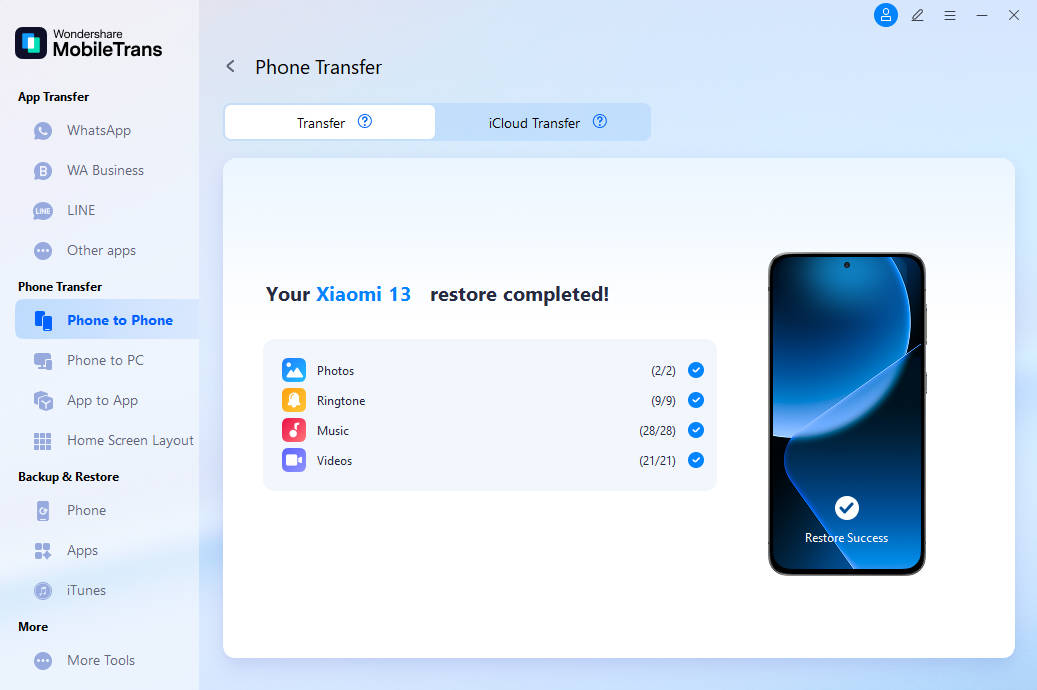 Transferir dados de celular MobileTrans