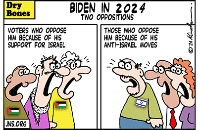 President, Campaign, Dry Bones cartoon, Hamas, Oct 7, Jews, Antisemitism, Jewish, Israel, Biden, America, 2024, Elections, Democrats,