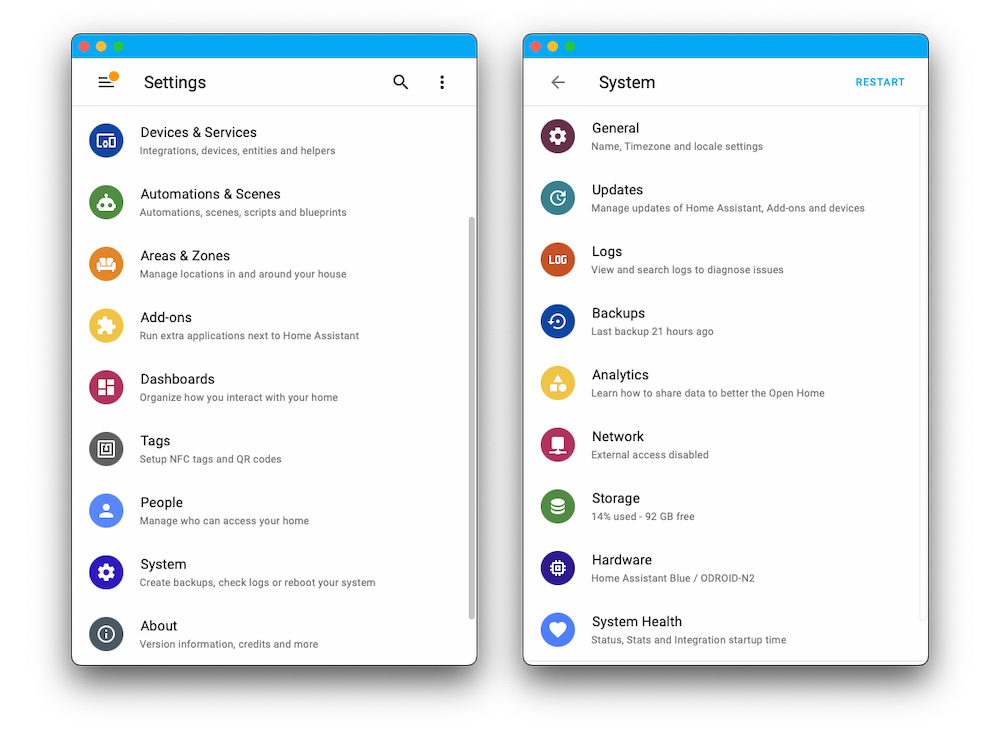 New Settings Menu