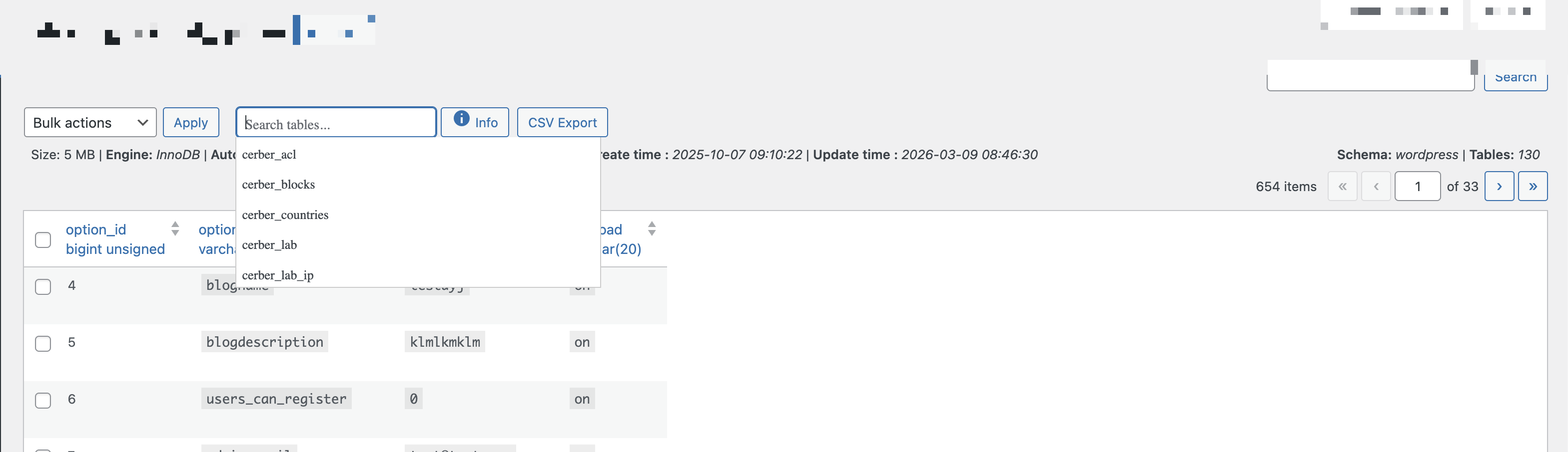 DB Table Viewer — browse any WordPress database table with full-text search, sortable columns, bulk actions, and inline record editing.