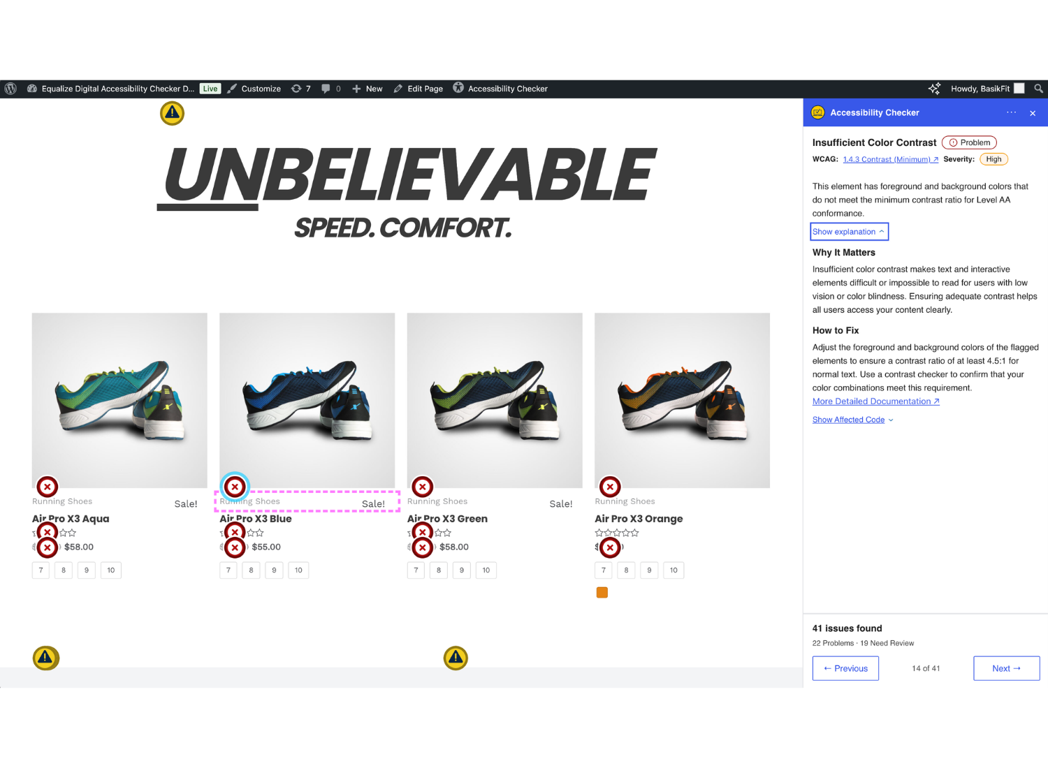 Example of the front-end highlighter docked to the right, rather than in a dialog overlaid on the website.