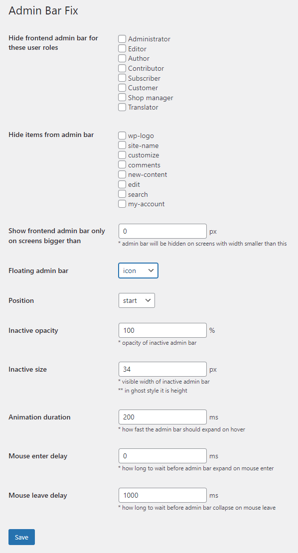 Plugin settings