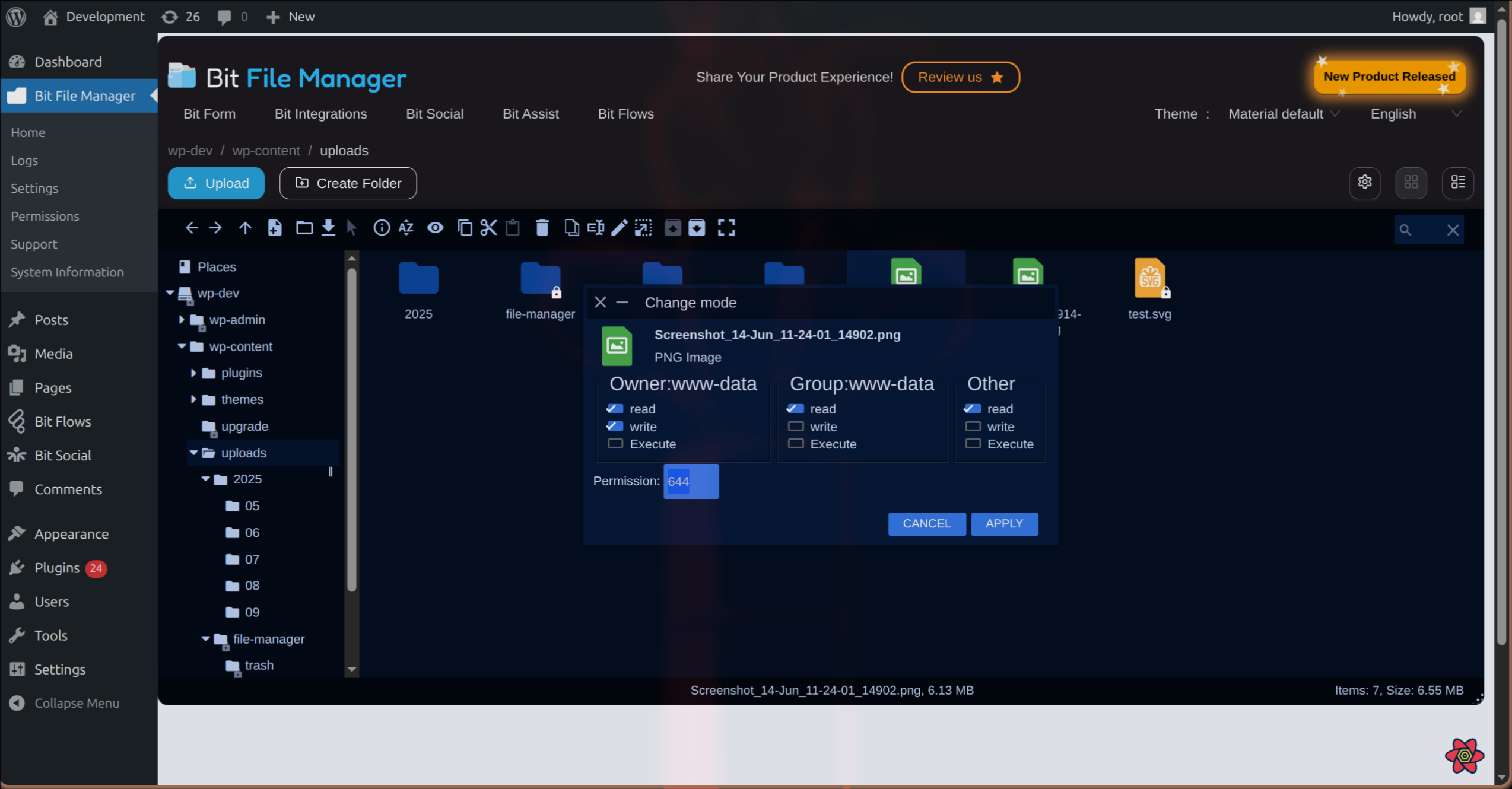 Changing file permission