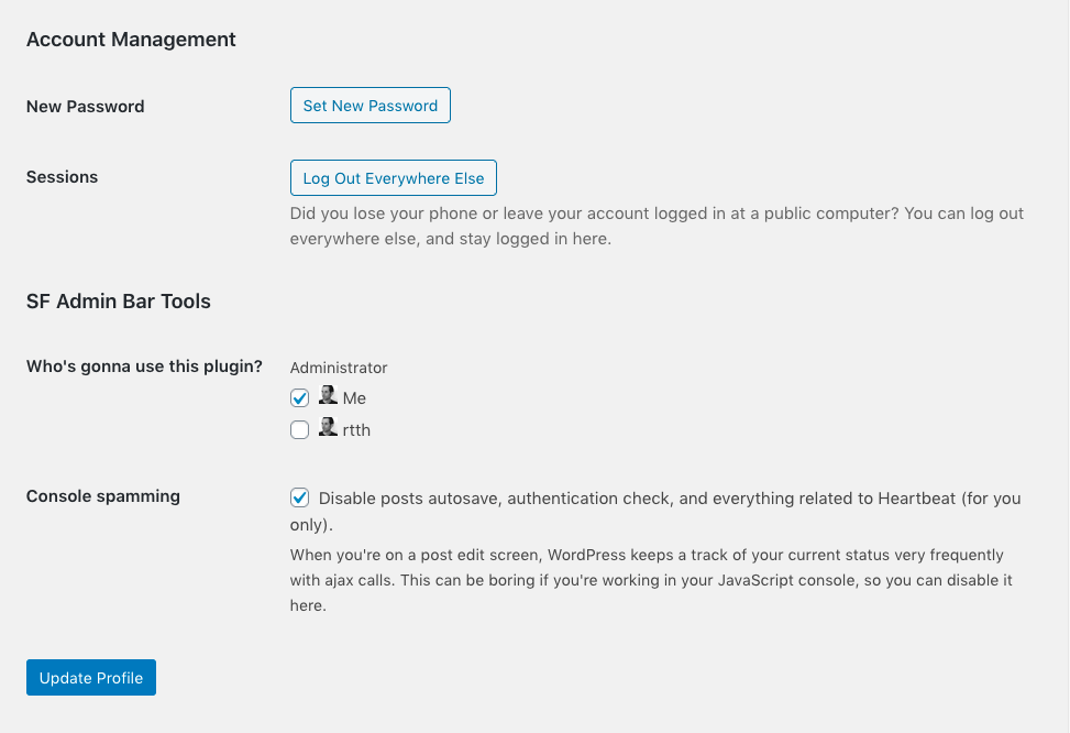 The settings in your profile page.