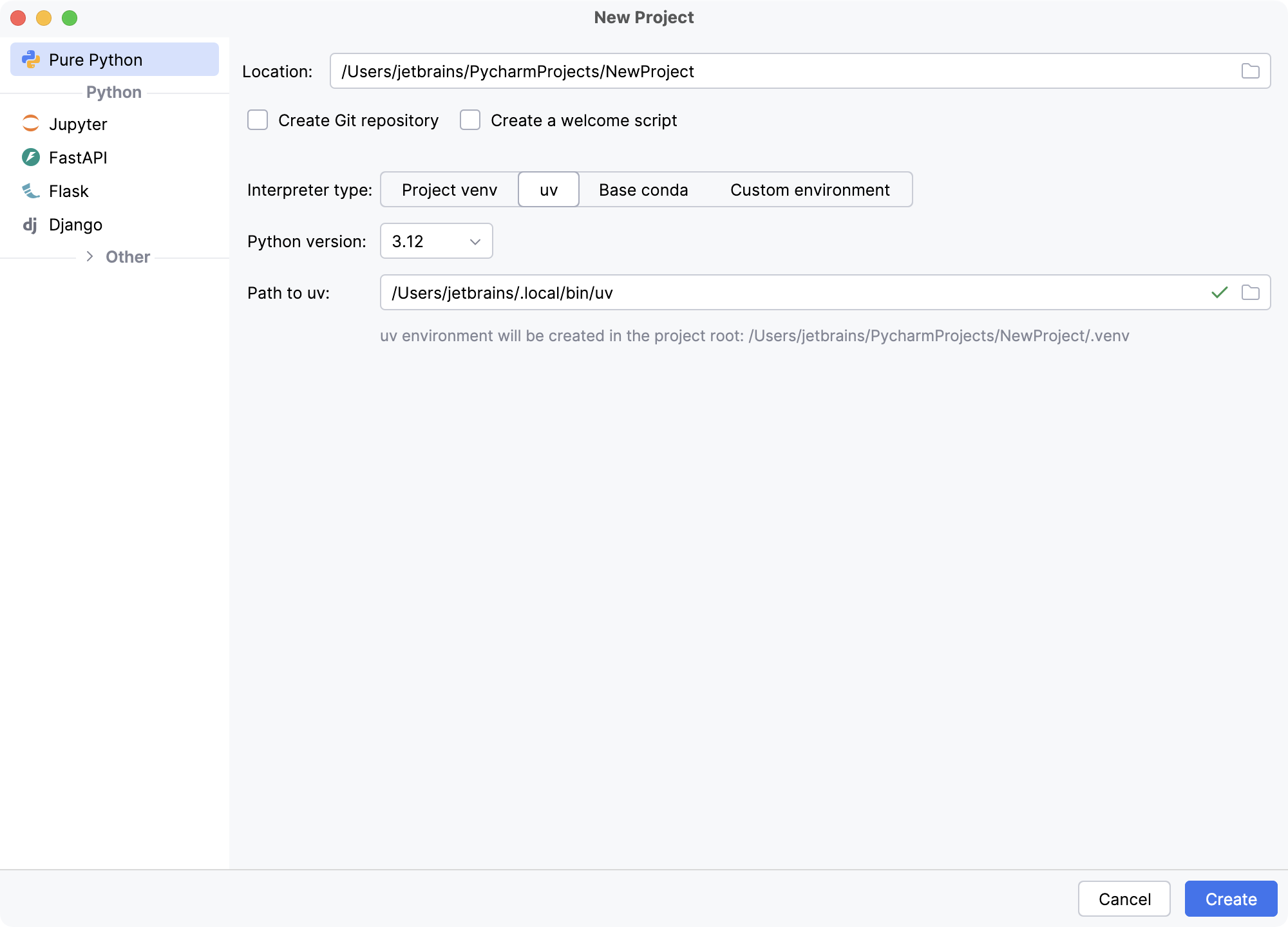 Creating a Python project Creating a Python project