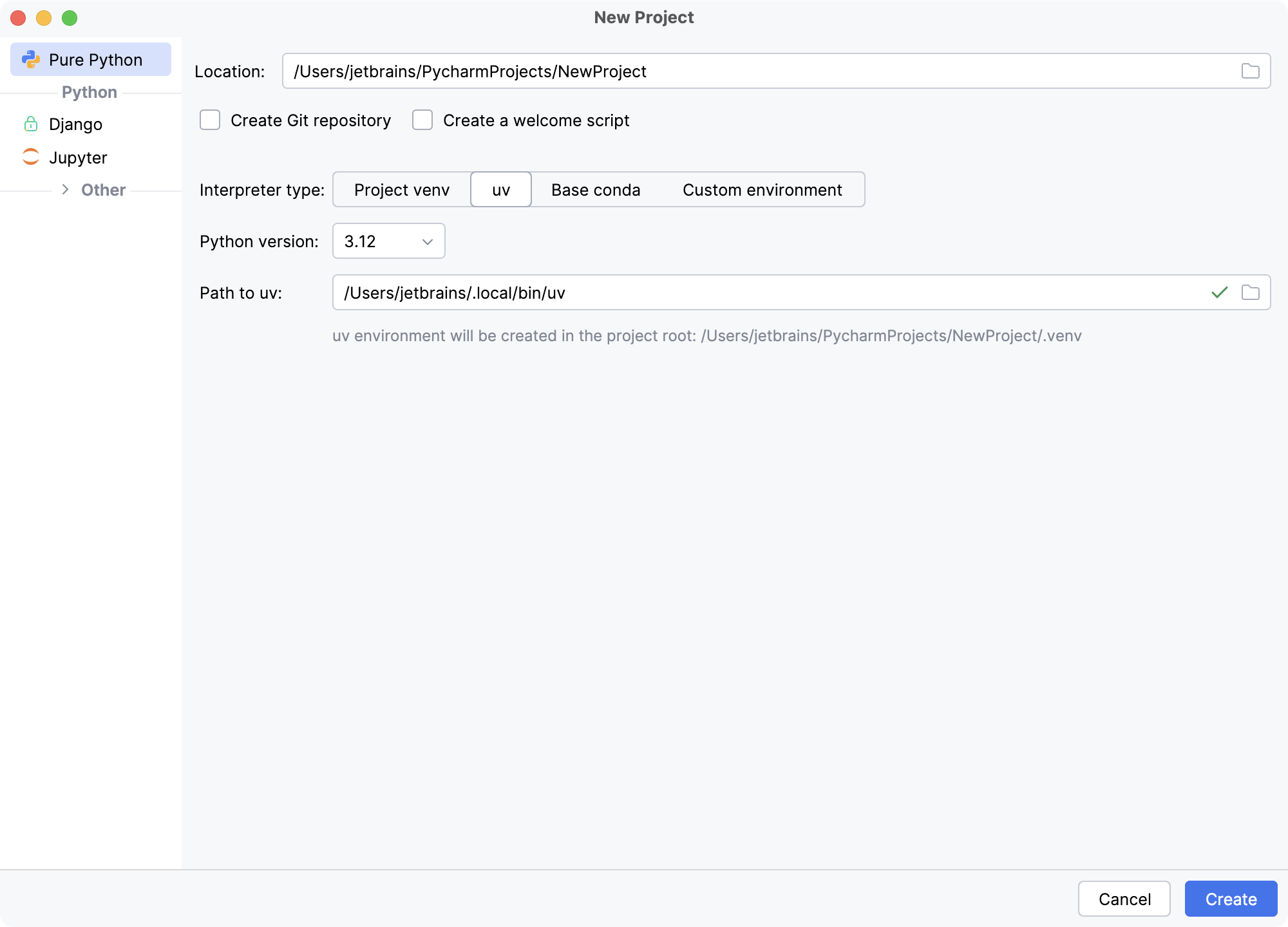 Creating a new project Creating a new project