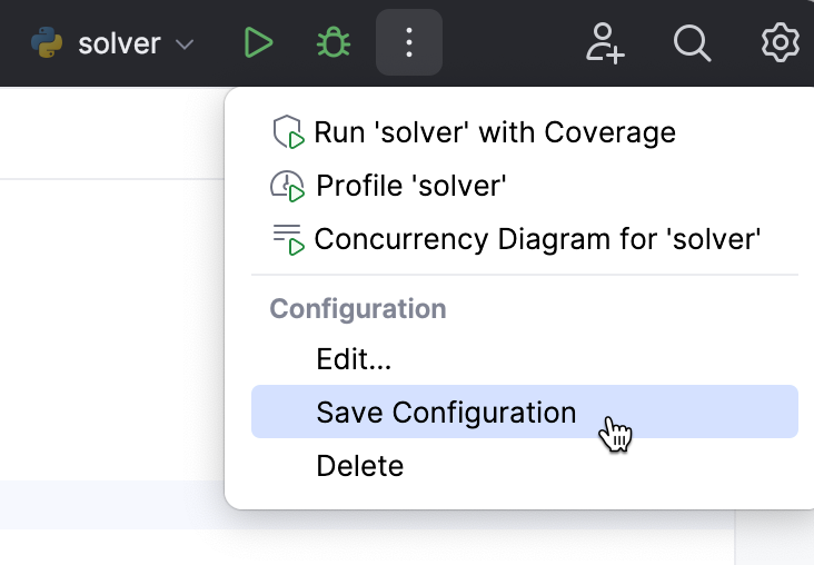 Additional command in the Run widget Additional command in the Run widget