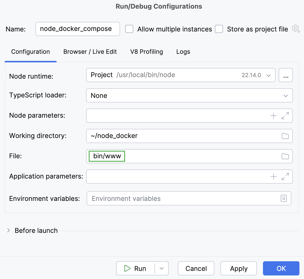 Node.js run/debug configuration: JavaScript file specified Node.js run/debug configuration: JavaScript file specified