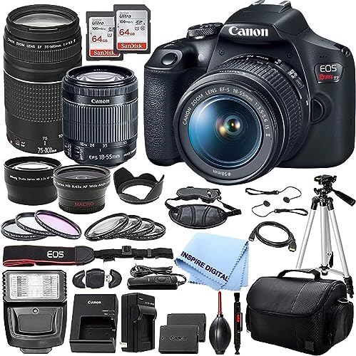 Black Canon EOS Rebel T7 DSLR Camera with EF S 18 55mm DC III and 75 300mm III Lenses canont7w7530064gb canont7w7530064gb (Renewed) Black Canon EOS Rebel T7 DSLR Camera with EF S 18 55mm DC III and 75 300mm III Lenses canont7w7530064gb canont7w7530064gb (Renewed)