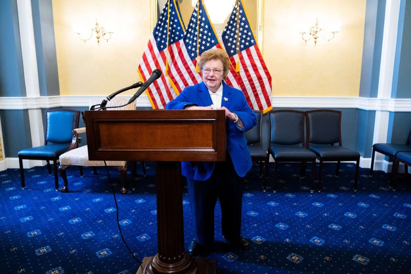 Former Sen. Barbara A. Mikulski, D-Md., is seen during a ceremony to name rooms on the Senate side of the U.S. Capitol after her and Margaret Chase Smith, R-Maine., on Wednesday, June 8, 2022. 