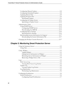 Trend Micro™ Smart Protection Server 2.0 Administrator’s Guide
vi
Configuring Manual Updates ...............................