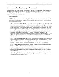 February 10, 2010
Guidelines for Dam Breach Analysis
2
2.1
Colorado Dam Breach Analysis Requirements
Requirements for