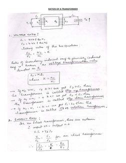 RATIOS OF A TRANSFORMER