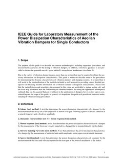 1
IEEE Guide for Laboratory Measurement of the
Power Dissipation Characteristics of Aeolian
Vibration Dampers for Single Co