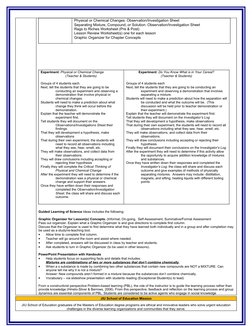 Physical or Chemical Changes: Observation/Investigation Sheet
Separating Mixture, Compound, or Solution: Observation/Investig