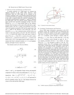 III. PREDICTION OF TBM TARGET TRAJECTORY
A. Reference Frame and Elements of orbital motion
To predict trajectory of a TBM t