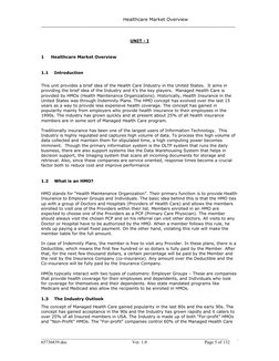 Healthcare Market Overview
___________________________________________________________________
UNIT - I
1
Healthcare Market O