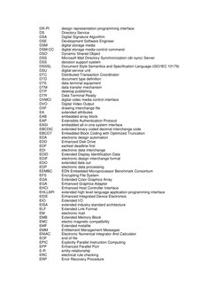 DR-PI
design representation programming interface
DS
Directory Service
DSA
Digital Signature Algorithm
DSE
Dev