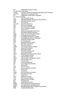 ISV
independent software vendor
IT information technology
ITRON
Industrial TRON(The Realtime Operating system Nucle