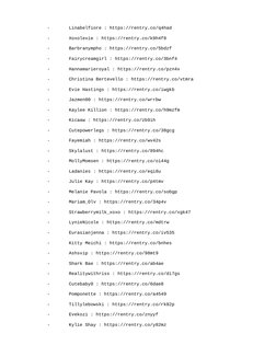 - Linabelfiore : https://rentry.co/q4had
- Xoxolexie : https://rentry.co/k9h4f8
- B
