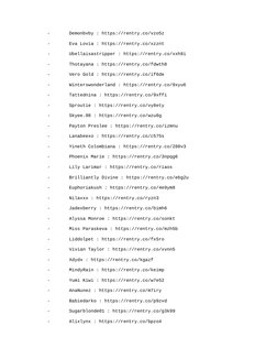 - Demonbvby : https://rentry.co/vzo5z
- Eva Lovia : https://rentry.co/xzznt
- Ubell