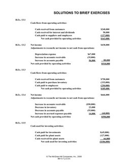 © The McGraw-Hill Companies, Inc., 2008
BE13.1,2,3,4,5
SOLUTIONS TO BRIEF EXERCISES
B.Ex. 13.1
Cash flows from operating acti