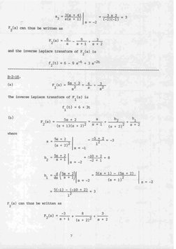 FZ(s) can thus be written as
and the inverse Laplace transform of F Is) is
2
me inverse Laplace transform of F (s) is
1