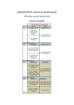 Industrial/Ph.D. Course on DC Microgrids
10th Edition: June 25 –June 26, 2018
Course schedule
08:30
10:00
COFFEE BREAK