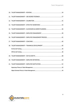 Talent Management
iii
10. TALENT MANAGEMENT ─ REVIEWS .................................................................