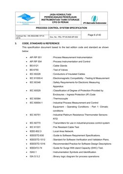 JASA KONSULTASI
PERENCANAAN PEKERJAAN
INSTRUMENTASI TANKI STORAGE
CPO DI PERAK
PROCESS CONTROL SYSTEM SPECIFICATION
Page 6 of