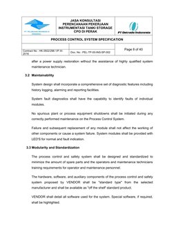 JASA KONSULTASI
PERENCANAAN PEKERJAAN
INSTRUMENTASI TANKI STORAGE
CPO DI PERAK
PROCESS CONTROL SYSTEM SPECIFICATION
Page 8 of