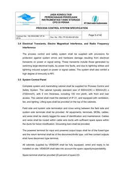 JASA KONSULTASI
PERENCANAAN PEKERJAAN
INSTRUMENTASI TANKI STORAGE
CPO DI PERAK
PROCESS CONTROL SYSTEM SPECIFICATION
Page 9 of