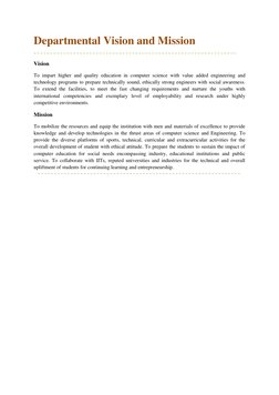 3
Departmental Vision and Mission
Vision
To impart higher and quality education in computer science with value added e
