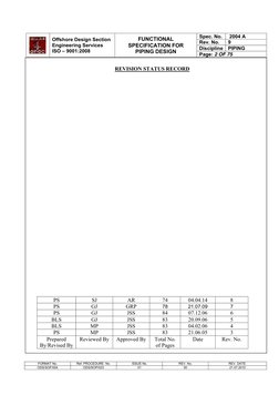 Offshore Design Section
Engineering Services
ISO – 9001:2008
FUNCTIONAL
SPECIFICATION FOR
PIPING DESIGN
Spec. No
