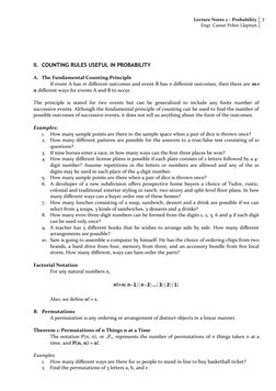 Lecture Notes 2 – Probability
Engr. Caesar Pobre Llapitan
7
II. COUNTING RULES USEFUL IN PROBABILITY
A. The Fundamental Coun