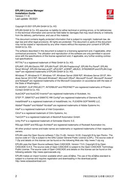 EPLAN License Manager
Installation Guide
Version 7.1.9
Last update: 05/2021
2
Copyright © 2021 EPLAN GmbH & Co