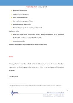PENETRATION TEST– SAMPLE REPORT
8
help.clientcompany.com (http://help.aurion.com/)
support.clientcompany.