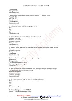Multiple Choice Questions on Image Processing
3 | P a g e University Academy www.universityacademy.in , info@un