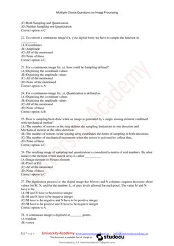 Multiple Choice Questions on Image Processing
5 | P a g e University Academy www.universityacademy.in , info@un
