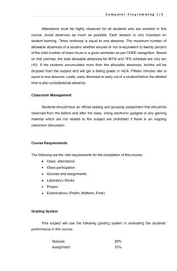 C o m p u t e r P r o g r a m m i n g 1 | 3
Attendance must be highly observ