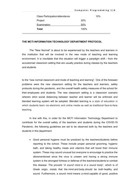 C o m p u t e r P r o g r a m m i n g 1 | 4
Class Participation/attendance
1