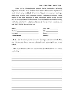 C o m p u t e r P r o g r a m m i n g 1 | 6
Based on the above-mentioned