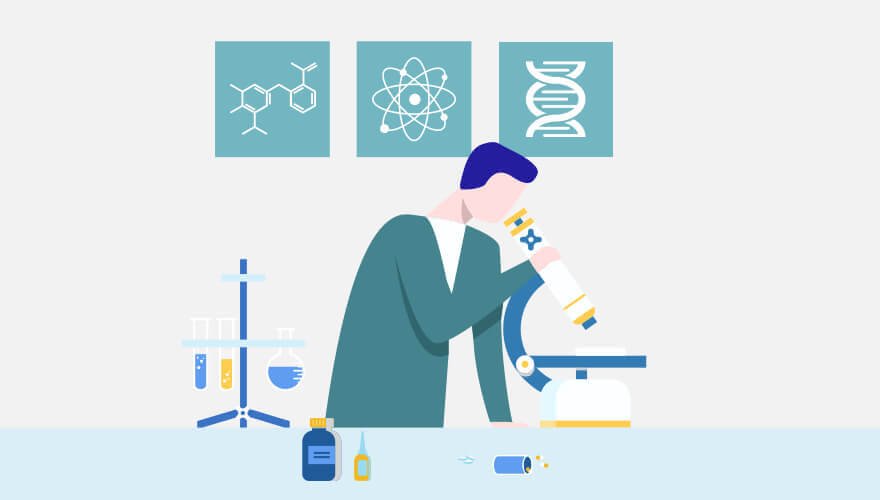 a guy with a microscope