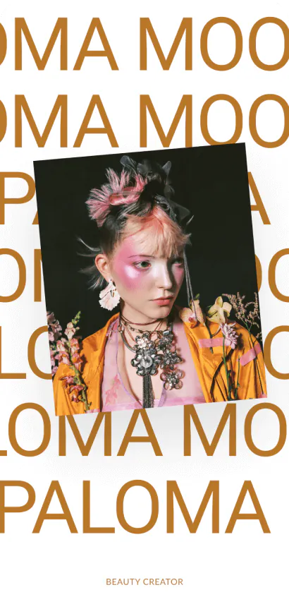 Dark, dramatic Bio Site template for a makeup artist.