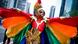 This participant proudly spreads the rainbow-colored wings of his imaginative costume at the 2022 Pride Parade in Sao Paulo. This participant proudly spreads the rainbow-colored wings of his imaginative costume at the 2022 Pride Parade in Sao Paulo.
