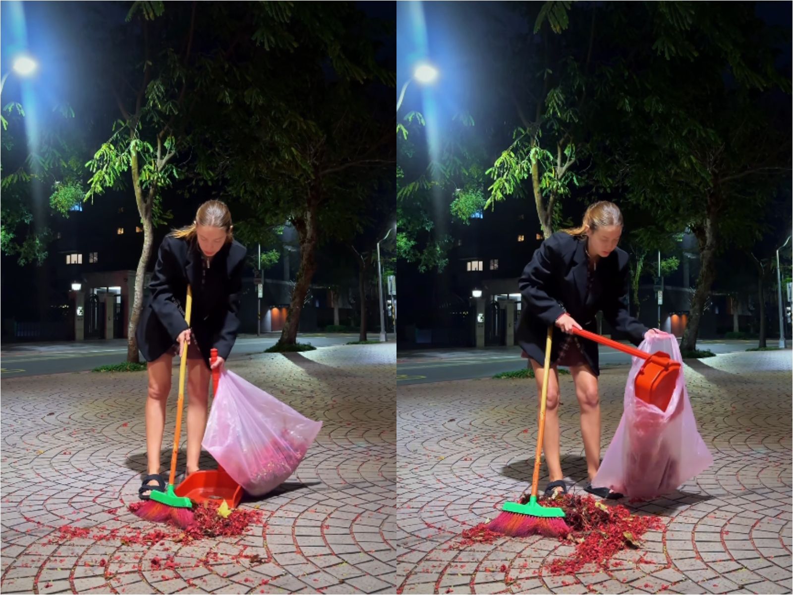 親見民眾路口放鞭炮後留滿地紙屑 女星安妮默默掃街呼籲尊重 cmlqc8mok00120zoualtnhmnd