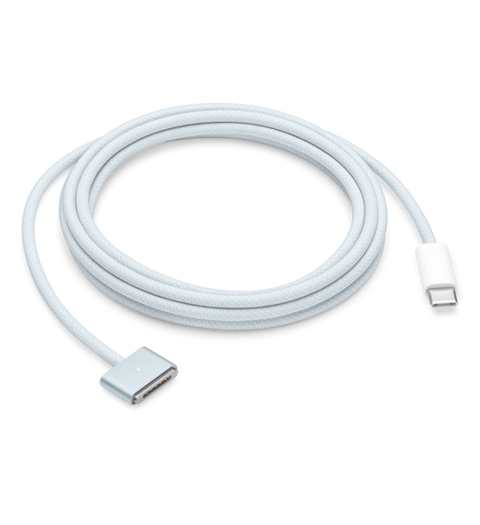Charging cable, Sky Blue MagSafe connector and woven cable, white USB-C connector