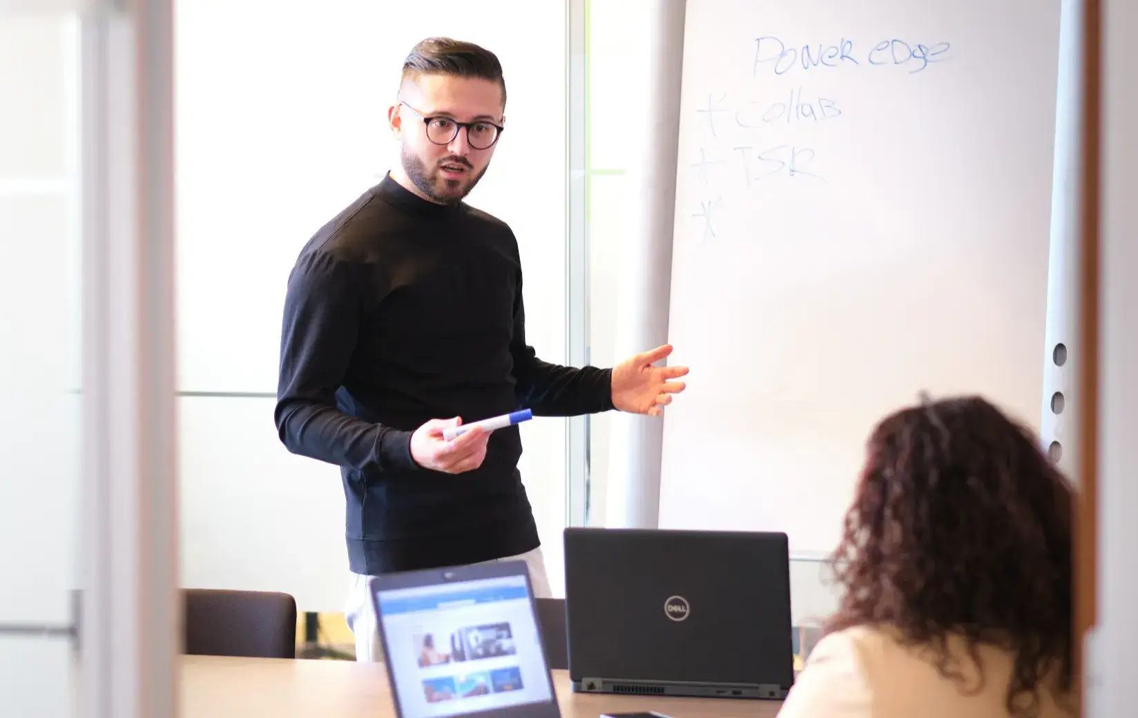 Men explaning the project