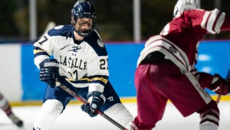 La Salle hockey players on ice.