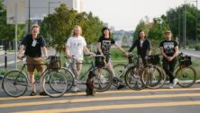 Keystone Bike Co employees with their bikes.